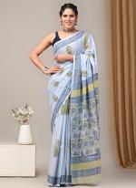 Cotton Grey Casual Wear Printed Saree